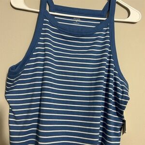 Ana Women's XL Blue Striped Sleeveless Tank‎ Top Casual Summer